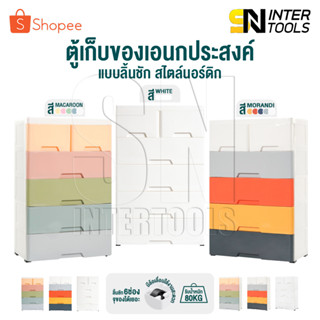 InnHome ตู้เก็บของเอนกประสงค์ ตู้ลิ้นชักพลาสติก ลิ้นชักเก็บของ 5ชั้น6ช่อง พร้อมล้อเลื่อน รองรับน้ำหนักถึง 80KG รุ่น 5205