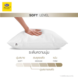 Satin Plus หมอนหนุน Soft ขนาด 19" x 29" สีขาว