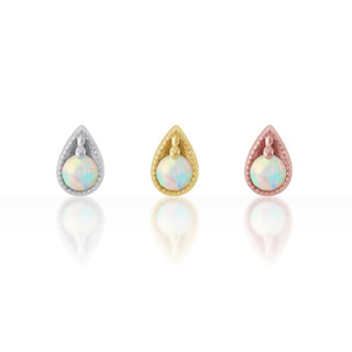 PiercingRoomByJay Teardrop Opal Screw Flat Back จิวหยดน้ำโอปอล เงินแท้