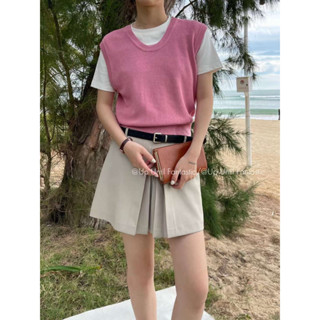 กระโปรงสั้นพร้อมเข็มขัดจีบหน้า LOW BELTED MIDDLE PLEATED SKIRTS