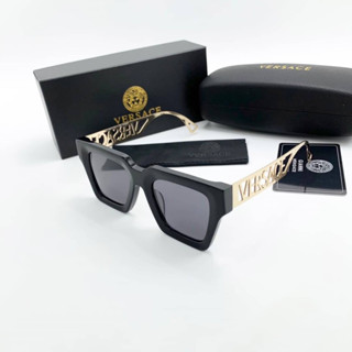 VERSACE SQUARE SUNGLASSES 50 MM แว่นตากันแดดแบรนด์เวอร์ซาเช่ ทรงเหลี่ยม กรอบสีดำ