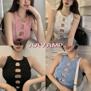 AAVAMP🌈พร้อมส่ง🌈เสื้อครอป แขนกุด เว้าอก เสื้อสวยมากค่ะ เซ็กซี่มาก