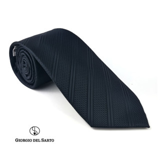 Giorgio Del Sarto Necktie Black 8.5 cm with Fabric Texture เนคไทสีดำมีเท็กเจอร์