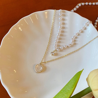 heart pearl necklace - morning.earrings