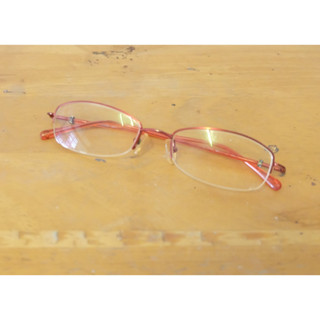 แว่น Marie Claire Half Rim Women Glasses Size 49/17 135mm สีแดง มือสอง ของแท้