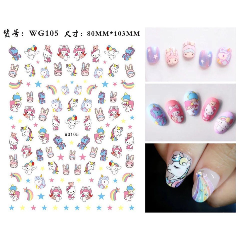 WG สติ๊กเกอร์ติดเล็บ ลายน่ารักมากๆ มาใหม่จ้า ลอกติดได้เลยน้า พร้อมส่ง