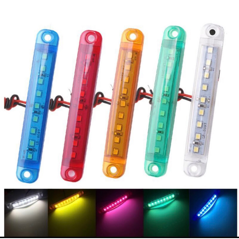 แถบไฟสัญญาณ Led 9 ดวง DC12-24V สําหรับติดด้านข้างรถยนต์/รถบรรทุก (ราคาต่อ 1 ชิ้น)
