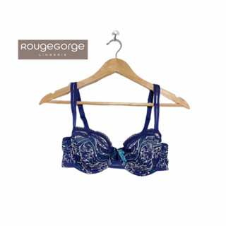 Rouge Gorge(รูจ จอร์จ)Braแบรนด์ดังฝรั่งเศสเสื้อชั้นในลูกไม้ซีทรูงานปักละเอียดสีน้ำเงินลายดอกSexy มาก ของใหม่ 75E 80E 85E