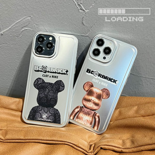 🎁ส่งของขวัญ🎁เคสไอโฟน 11 13 12 Pro Max ชุบ เงิน พิมพ์ หมี เคส for ไอโฟน14 pro max soft case Iphone