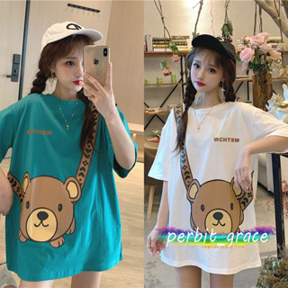 perbit_grace 2384# สไตส์วัยรุ่นเกาหลี กีฬาลำลอง สุดคิ้วท์ cute เสื้อยืดคอกลม ลายเเฟชั่นสุดๆสวยเท่ห์