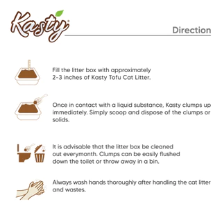 Kasty Natural Tofu Cat Litter ทรายแมวเต้าหู้ธรรมชาติ สูตร Classic ไร้ฝุ่น จับตัวเป็นก้อน ทิ้งชักโครกได้ สำหรับแมวทุกวัย