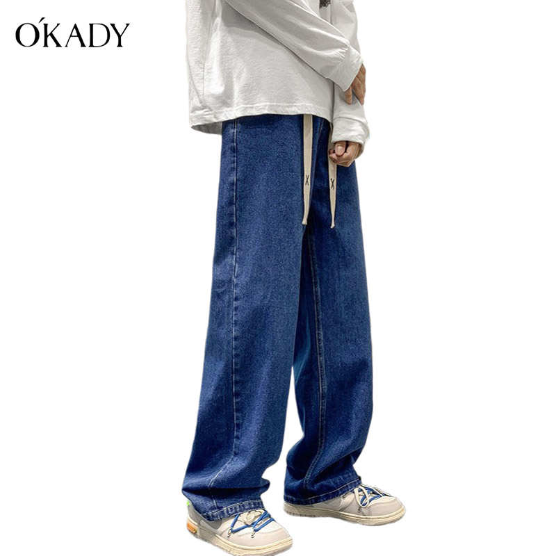 Pants 245 บาท OKADY กางเกงยีนส์ กางเกงขายาวลําลอง ทรงหลวม พลัสไซซ์ สําหรับผู้ชาย ไซซ์ S-5XL Men Clothes