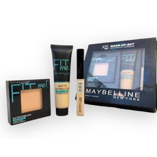 Maybelline Fit Me New Matte Poreless 1 Set 3 in 1 - Bedak + Foundation + Primer เซ็ต แป้ง+รองพื้น+ไพรเมอร์