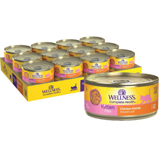 อาหารเปียกลูกแมวระดับพรีเมี่ยม Wellness Complete Health Kitten Chicken Formula Grain-Free ขนาด 85 กรัม 6 - 24 กระป๋อง