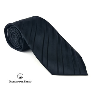 Giorgio Del Sarto Necktie Black 8.5 cm with Fabric Texture เนคไทสีดำมีเท็กเจอร์