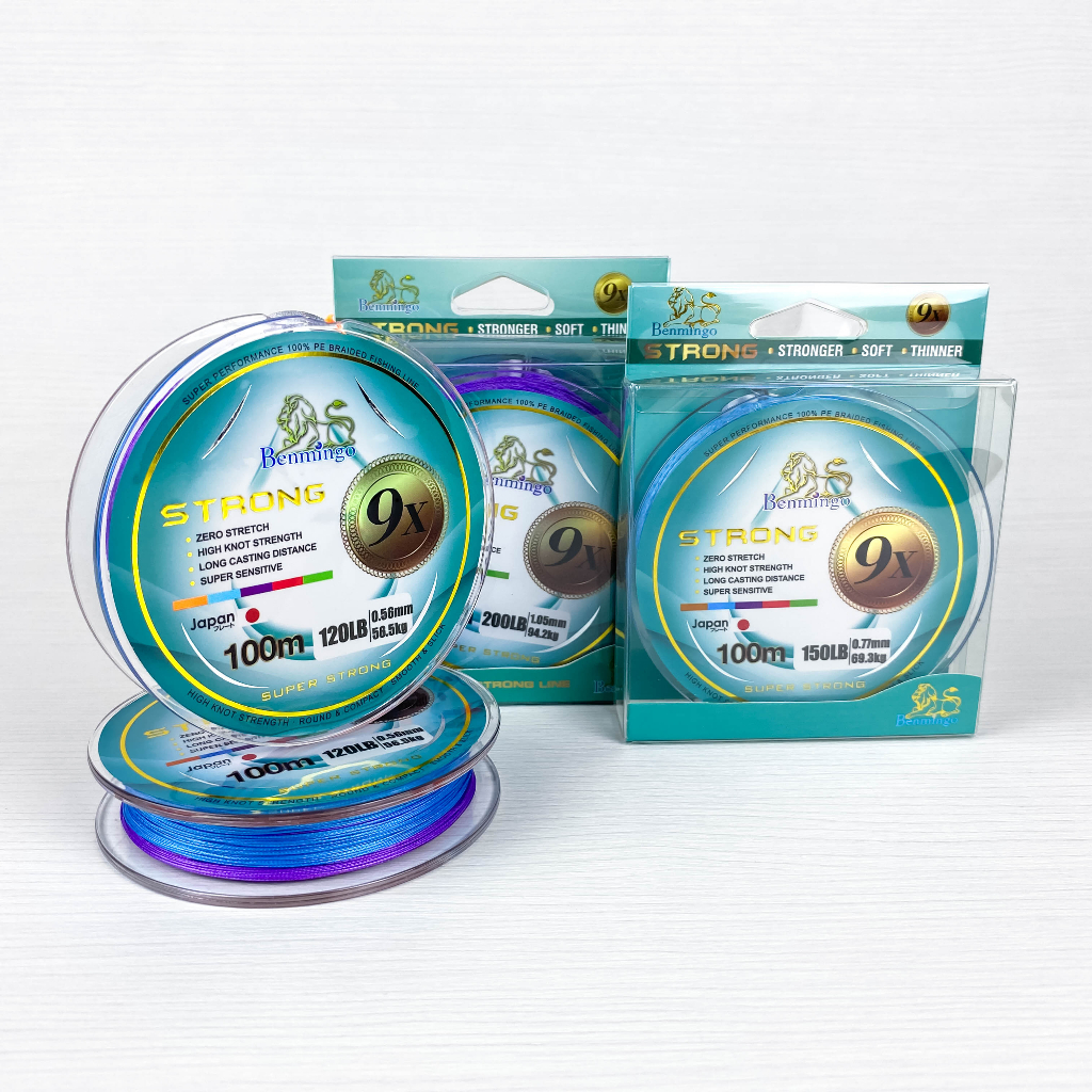 สาย PE ถัก 9 Benmingo Strong 9X สีมัลติ (สลับสี) ความยาว 100 เมตร ราคา ถูกที่สุด ดีลบีเคเค แกลเลอรีภาพที่ 6