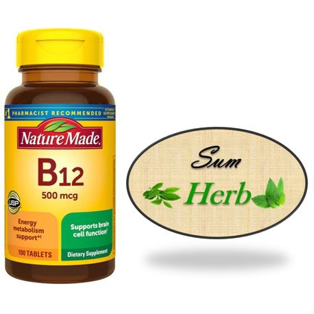 (พร้อมส่ง) Nature Made Vitamin B-12 -- 500 mcg - 100 Tablets. วิตามินบี 12 บำรุงสมอง ประสาท
