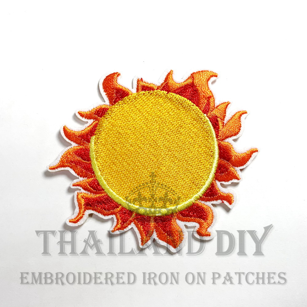 🌅 ตัวรีดติดเสื้อ ลาย เปรวไฟ ไฟ พระอาทิตย์ ดวงอาทิตย์ Hot Sun Sunny Patch งานปัก WOP DIY ตัวรีด อาร์ม