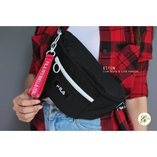 แท้ 💯 🇰🇷 FILA Waist bag - Black/red กระเป๋าคาดอก กระเป๋าคาดเอว ฟิล่า ฟีล่า สีดำ