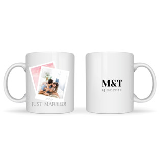 Happylife Just married  mug แก้วสกรีน 11 ออนซ์ แก้วสกรีน ของขวัญวันแต่งงาน ของขวัญวันสำคัญ ของขวัญวันครบรอบ