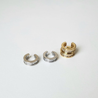 glisterr - earcuff เอียคัฟ ต่างหูแบบหนีบประดับเพชร cz สีเงินและสีทอง