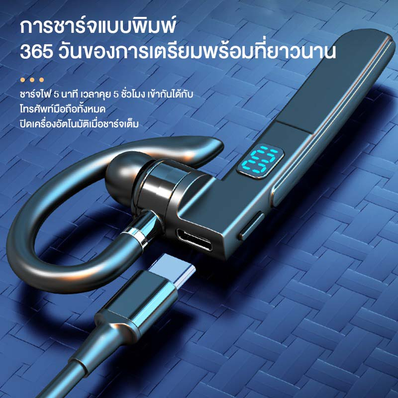 บลูทูธไร้สายสแตนด์บายนานพิเศษ 5.3 หูฟังสำหรับธุรกิจไฮไฟสเตอริโอไร้สายหูฟังกีฬาหูฟังขนาดเล็กพร้อมไมโครโฟนเดี่ยว - รูปที่ 2