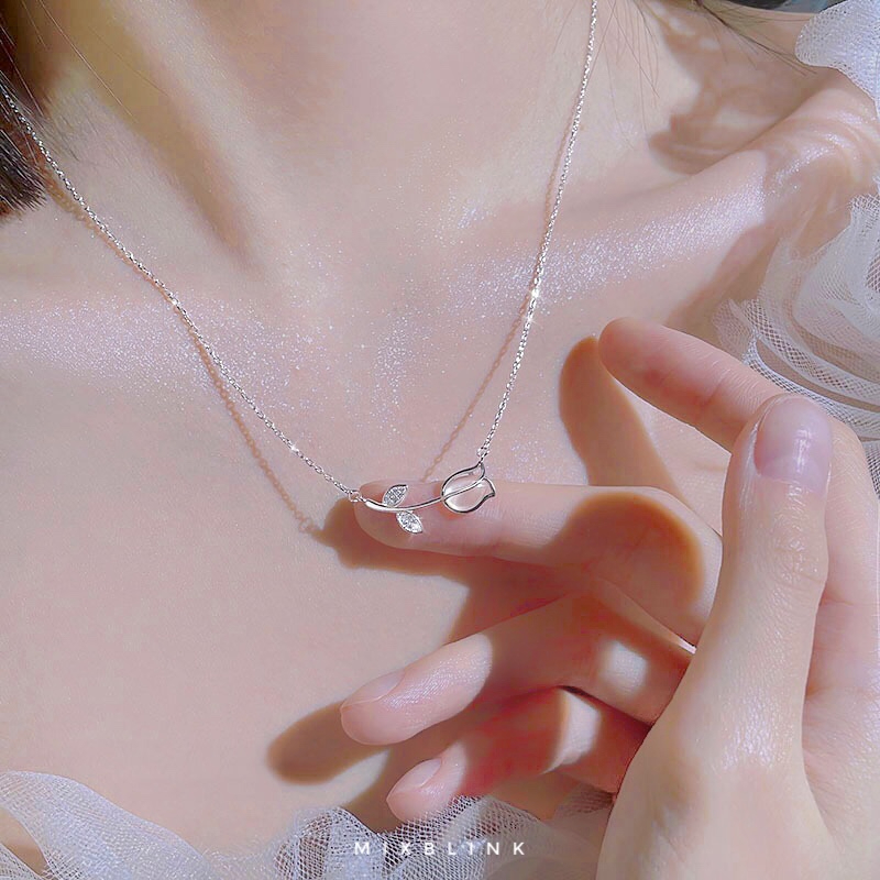 สร้อยคอ เงินแท้ 92.5% ส่งฟรี EMS ♡ รุ่น Tulipy ♡