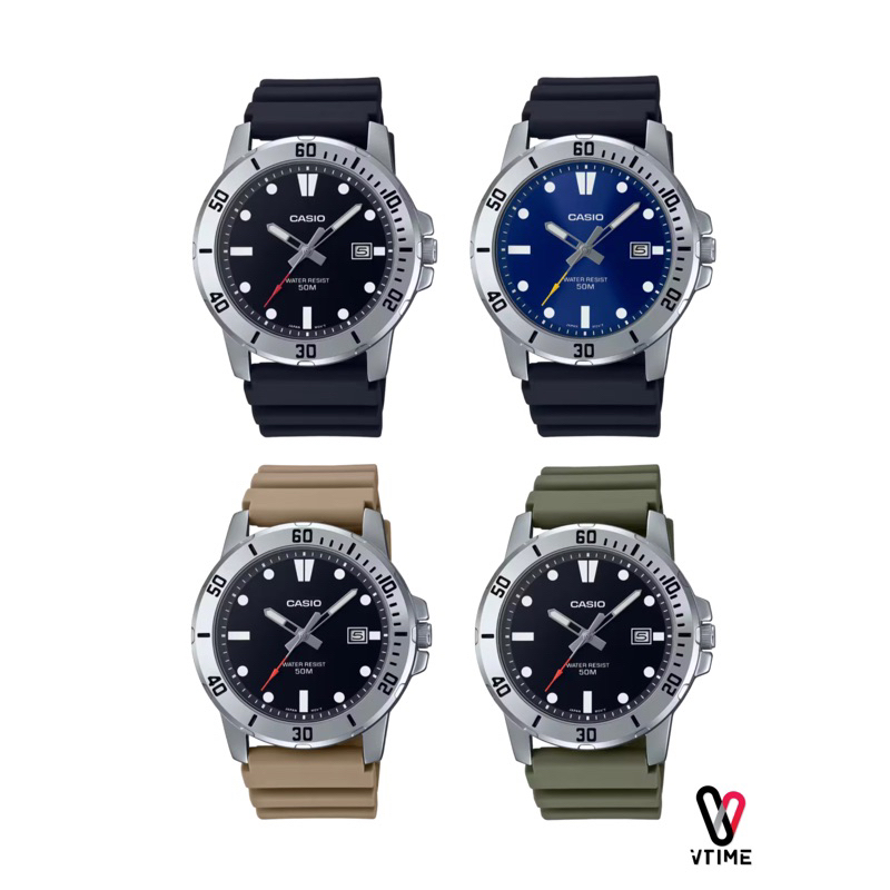 CASIO นาฬิกาข้อมือสายเรซิน MTP-VD01-1E MTP-VD01-2E MTP-VD01-3E MTP-VD01-5E MTP-VD300-1B MTP-VD300-5B