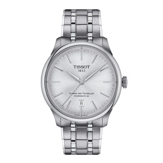 Tissot Chemin des Tourelles Powermatic 80 39MM ทิสโซต์ เชอร์แมง ออโต้ สีเงิน เทา T1398071103100 นาฬิกาผู้ชายผู้หญิง