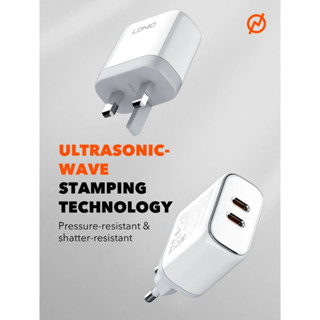 ชุดชาร์จเร็ว LDNIO Dual USB-C Port 35W Power Adapter MFI หัวชาร์จ ที่ชาร์จ ชุดชาร์จ สำหรับไอโฟน รองรับ MFI ขา EU