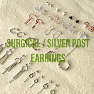 ตุ้มหู Surgical Post &amp; Silver Post Earrings นำเข้าจากเกาหลี