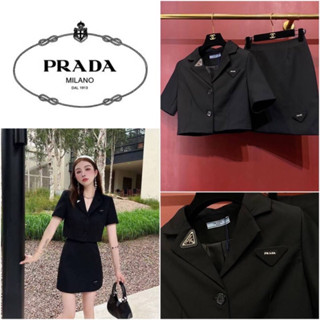 ชุดเซ็ต PRADA LOGO CROP SHIRT WITH SKIRT