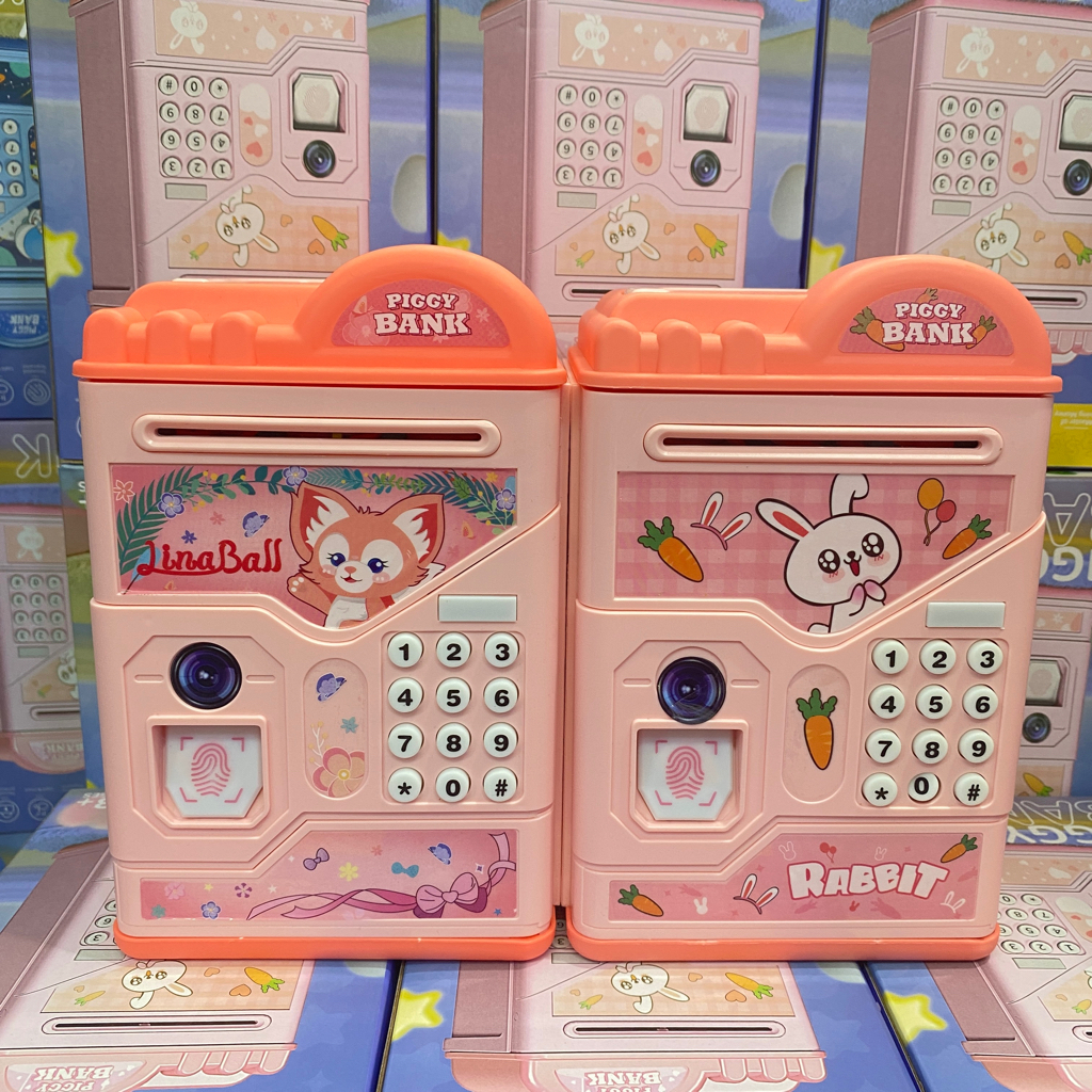 【FuHua Shop】พร้อมส่ง NEW STYLEกระปุกออมสินATMดูดแบงค์อัตโนมัต ออมสินตู้เซฟPiggy Bankลายการ์ตูนสุดน่ารัก รหัสผ่านสแกนนิ้ว - รูปที่ 4