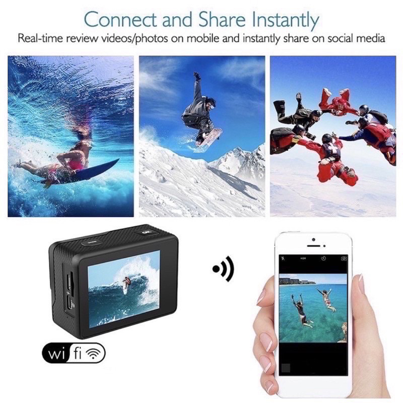 WELLCAM by ausek 4K AT-Q37CR allwinner V316 ACTIONCAMERA มีระบบกันสั่นและ ต่อMICนอกได้ เหมาะ ติดมอไซค์ และ ถ่ายใต้น้ำ