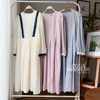 milin minidress 🏷️✨(สินค้าพร้อมส่ง)มินิเดรสผ้าคอตตอนเกาหลีแต่งลุกไม้