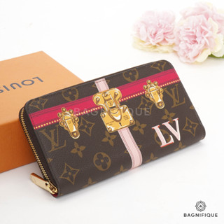 LOUIS VUITTON ZIPPING WALLET LONG BROWN MONOGRAM PINK LIMITED CANVAS GHW