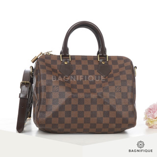 LOUIS VUITTON SPEEDY BAND 25 BROWN DAMIER EBENE CANVAS GHW