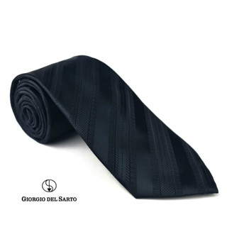 Giorgio Del Sarto Necktie Black 8.5 cm with Fabric Texture เนคไทสีดำมีเท็กเจอร์