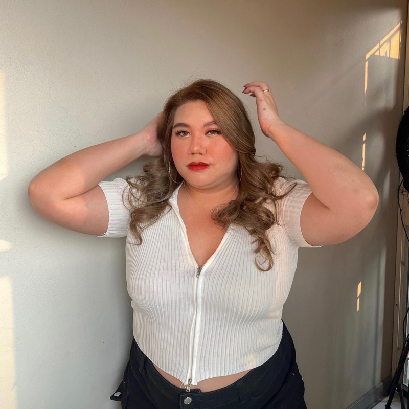 📮 พร้อมส่ง 💘 เสื้อไหมพรมสาวอวบรุ่นซิป (อก 36-48) - รูปที่ 5