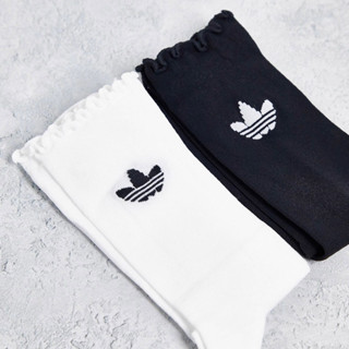 ✨ สินค้ากำลังเข้าไทย ✨ Adidas Originals Semi-Sheer Ruffle Crew Socks ถุงเท้า 1 แพค มี 2 คู่ = สีขาว/สีดำ (ของแท้ 100%)