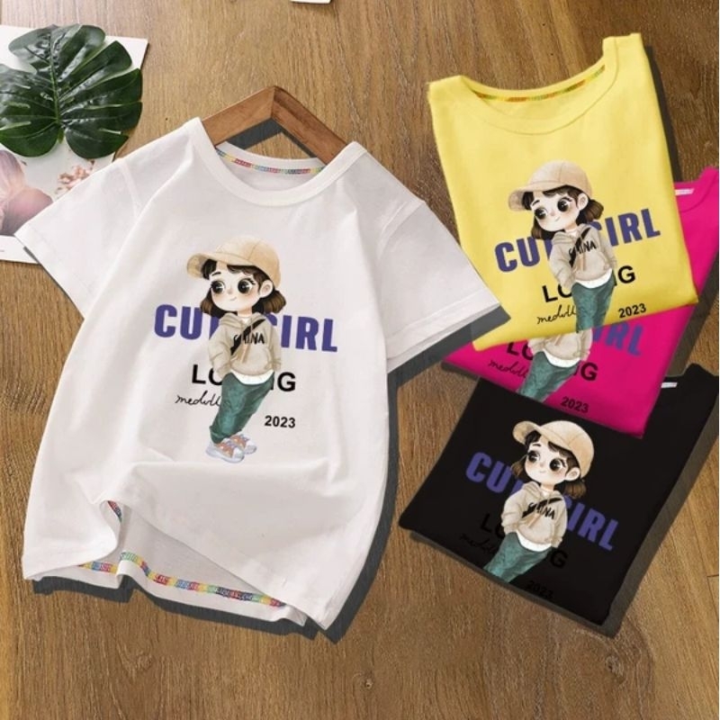 [Y D]223 พร้อมส่ง เสื้อยืด แขนสั้น ผ้าฝ้าย เด็กผู้หญิง