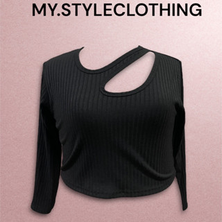 เสื้อแขนยาวสาวอวบ คอเส้นไขว้ | My.styleclothing