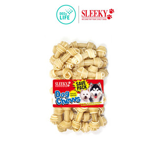 SLEEKY หนังวัวขัดฟันหมารูปกระดูกผูก ขนาด 2.5 นิ้ว แพ็ค 32 ชิ้น
