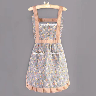 ผ้ากันเปื้อนลายดอกไม้ (จัดส่งในไทย) สวยน่ารัก สไตล์เกาหลี