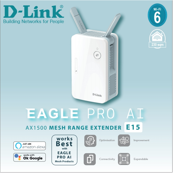 Range Extender D-LINK (Eagle Pro E15) AX1500 Dual Band Gigabit Wi-Fi 6