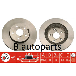 จานเบรคหน้า TOYOTA RAV4 SXA10 SXA11 SXA15 SXA16 2.0 4WD 1994-2000 RUNSTOP /คู่