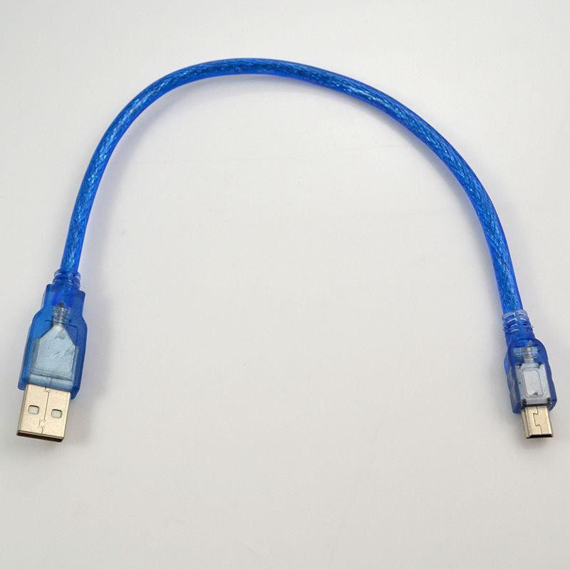สาย USB TO Mini 5Pin 30cm สีฟ้า USB 2.0 A Male to Mini USB B 5pin Male Cord Adapter Converter Power 
