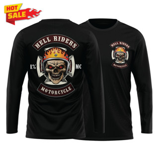 HELL RIDER เสื้อยืดแขนยาวคอกลม Cotton 100% สกรีนลาย