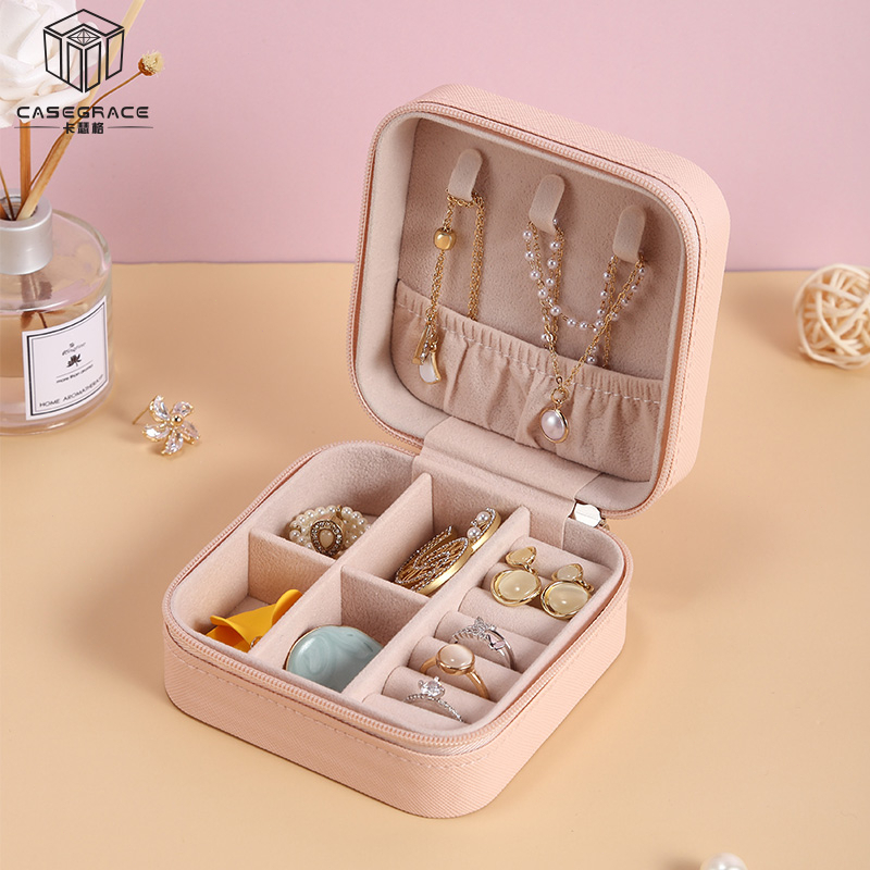 กล่องเครื่องประดับ หนัง PU ผ้ากำมะหยี่ สำหรับใส่ต่างหู สร้อยคอ แบบพกพา สำหรับใส่ต่างหูสร้อยคอ