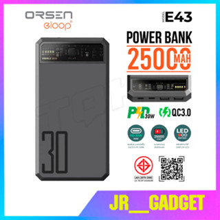 Eloop E43 แบตสำรองชาร์จเร็ว 25000mAh QC4.0 /PD 30W Max ชาร์จเร็ว Quick Fast Charge มีซองผ้ากันรอย แท้ 100%